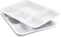 Divided Plates Melamine 5-Compartment White Serving Tray, 13.3 x 10.83 inches, 3 PCS, PFW-1331083-03