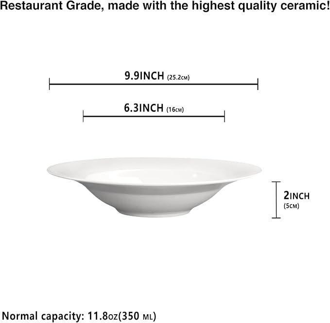 Soup Bowls, Pasta Bowls Plates, Embossed Porcelain Wide Rim Bowls, 6 oz - Image 2