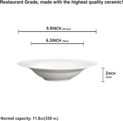 Soup Bowls, Pasta Bowls Plates, Embossed Porcelain Wide Rim Bowls, 6 oz - Image 2