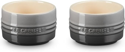 Le Creuset Stoneware Round Ramekin Straight Wall Set of 2, 7 oz. Each, Oyster