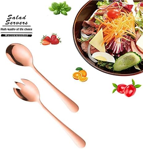 Salad Servers Salad Spoons and Fork Set Stainless Steel Serving Utensils - Image 5