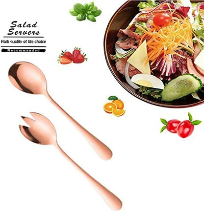 Salad Servers Salad Spoons and Fork Set Stainless Steel Serving Utensils - Image 5