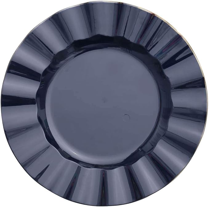 Efavormart 9" Salad Plates – Set of 10 Plastic Navy Blue Round Disposable Plates - Image 6