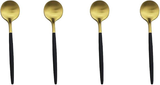 Black Gold Flatware, Royal 4 Piece Matte Black Handle 18/10 Stainless Steel by Unknown