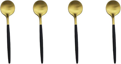 Black Gold Flatware, Royal 4 Piece Matte Black Handle 18/10 Stainless Steel by Unknown