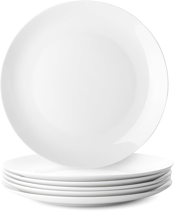 BTaT- White Porcelain Dinner Plates, 10.5 Inch, Porcelain Plates Sets by BrewToATea