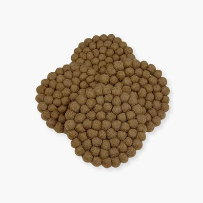 Humble Hilo Handmade Felt Coaster, 3.9 inches, Set of 4 (Brown)