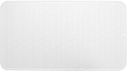 Silicone Dish Drying Mat for Multiple Usage,Easy clean,Eco-friendly,Heat-resistant Silicone Mat for Kitchen Counter or Sink,Refrigerator or Drawer Liner White 4XL 32 inches x 18 inches