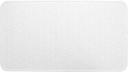 Silicone Dish Drying Mat for Multiple Usage,Easy clean,Eco-friendly,Heat-resistant Silicone Mat for Kitchen Counter or Sink,Refrigerator or Drawer Liner White 4XL 32 inches x 18 inches