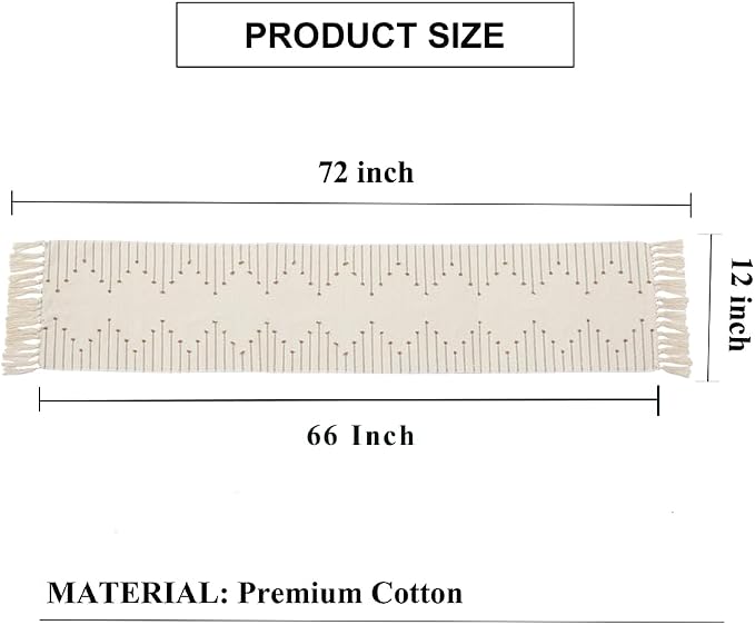 Table Runner 72 Inches Long, Boho Style - Image 2