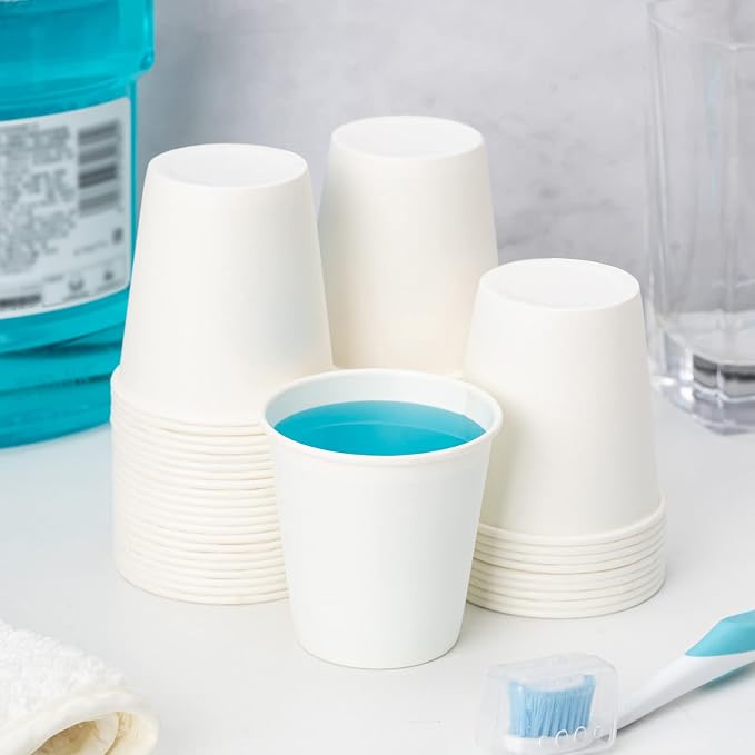 RACETOP 3 oz Paper Cups 600 count, Disposable Bathroom Mouthwash Cups, Small - Image 2