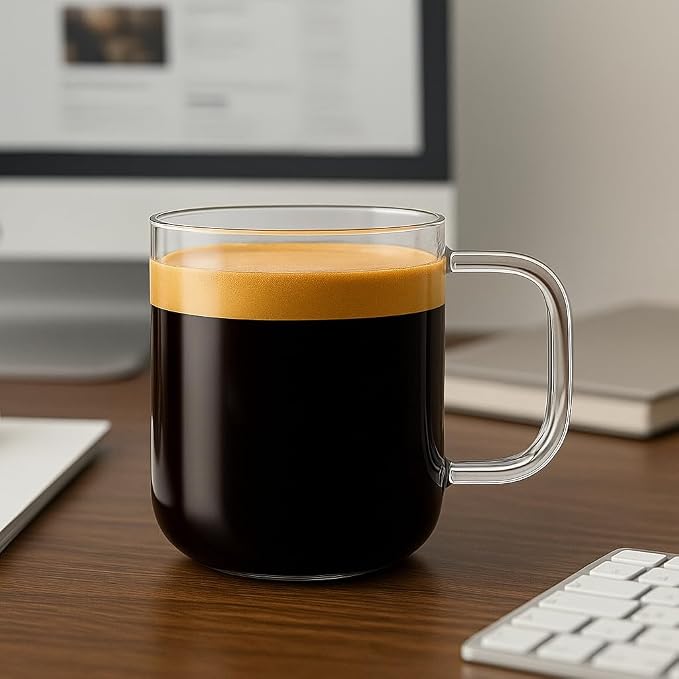 Aquach 16oz Glass Coffee Mugs Set of 2, Large Clear Borosilicate Cups | - Image 4