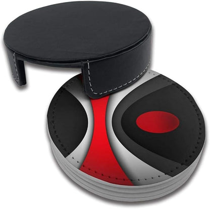 Black in Modern Abstract Red Drinks Coasters - Image 3