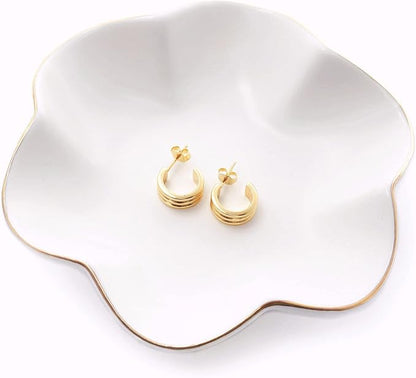 HANKOR 4.7 inch Small Ring Dish, Ceramic Jewelry Holder Tray, White Catch All Trinket Bowl for Keys Rings Earrings