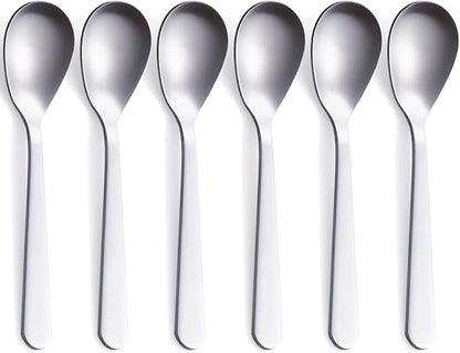 Demitasse Espresso Spoons, Stainless Steel Satin Finish Coffee Spoons, Mini Teaspoons, Sugar Spoons, 4.7-inch, Set of 6, Silver, 6-PIECE, 1