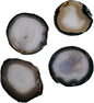 Gray Agate Coaster Drinks Crystal Cup Stone Coasters Set of 4 Geode Agate Slices with Rubber Bumpers for Coffee, Wine or Bar Glasses (4"-5")