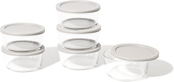 12-Piece Glass Food Storage Containers Set | 4-Cup, Leakproof | Microwave - Image 5