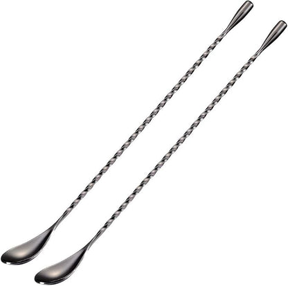 Bar Spoon Cocktail Mixing Stirrers, 12” Long Handle, Long Drink Spoons by Briout