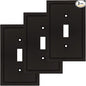 Modern Edge Decorative Wall Plate Switch Plate Outlet Cover, Durable Solid Zinc Alloy (Single Toggle 3PK, Matte Black)