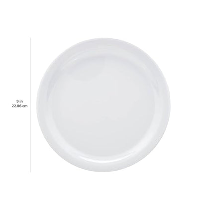 Amazon Basics Melamine (Plastic) Plate, 6 Piece Set, 9 in, White