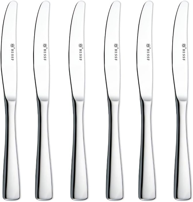 Dinner knife 6 Pieces Stainless Steel Butter Knife Set, Hollow Square Handle by HISSF