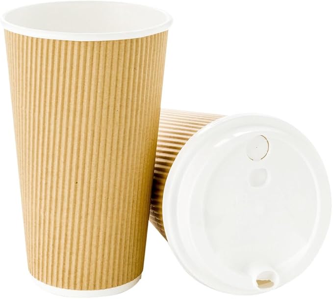 Restaurantware 16 Ounce Ripple Wall Disposable Coffee Cups, 500 Insulated Kraft - Image 11
