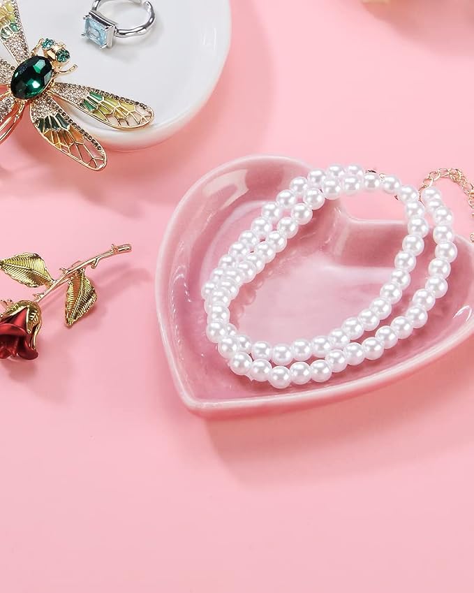 JAMEND CLXP Pink Heart Jewelry Tray, Engagement Wedding Ring Dish Earring Holder - Image 6