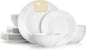 18Pc Textured White Bone China Set Service by KINGSTONE