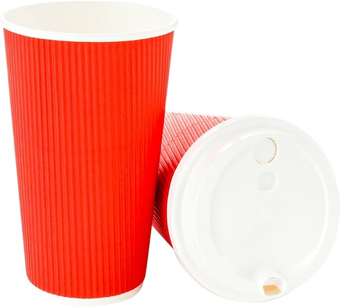 Restaurantware 16 Ounce Ripple Wall Disposable Coffee Cups, 500 Insulated Red - Image 12