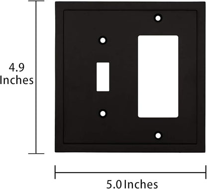Henne Bery Modern Edge Decorative Wall Plate Switch Plate Outlet Cover, Durable Solid Zinc Alloy (Toggle/Decorator, Matte Black)