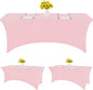 HAISIWLKJ 3 Pack Table Cloth 8ft Pink Tablecloths for Rectangle Folding Table Spandex Fitted Stretch Cover Wrinkle Resistant Washable Protector for Party, Wedding, Banquet, Festival.