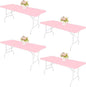 4 Pack Spandex Tablecloth Table Top Cap Cover Washable Elastic Rectangle Tablecloth for 6 FT Folding Tables for Indoor Outdoor Party (72 x 30 Inches, Pink)