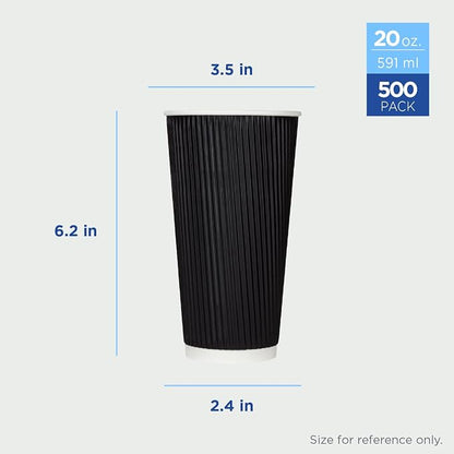 Karat C-KRC520B 20 oz Ripple Paper Hot Cups - Image 3