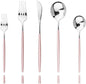 Pink Silver Silverware Set, JASHII 30-Piece Stainless Steel Satin Finish by JASHII