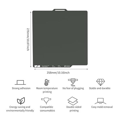 FYSETC 3D Printer Accessories 256mm Build Plate: Gray A1 257X257mm Dual Side Textured PEI Heated Bed Surface Upgrade CryoNix Sheet 10.1 in for P2S P1P P1S X1 X1C X1E Printing Project