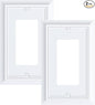 2-Pack Decorator Wall Plate Cover, Pure White Decorative Switch Plates and Outlet Covers, Durable Natural Bamboo Fiber Wall Plates for Electrical Outlets, Receptacle, GFCI Outlet, Dimmer Switch