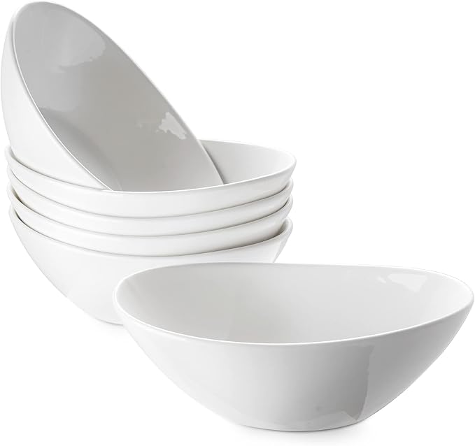 DOWAN 7" Small Serving Bowls Set of 6, 15 OZ Oval Serving Dishes by DOWAN