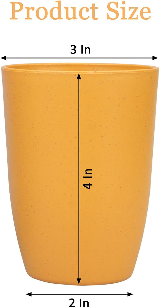 Wheat Straw Cups set of 4, Unbreakable Drinking Cup | 12 Oz Reusable Cups - Image 2