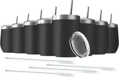 8 Pack 12 oz Stainless Steel Wine Tumbler by Deitybless