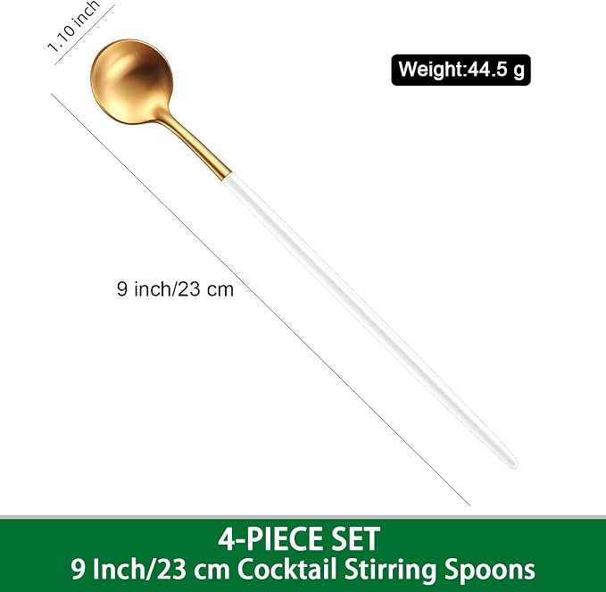 9 Inches Satin Gold Stainless Steel 18/10 Iced Teaspoons - Image 2