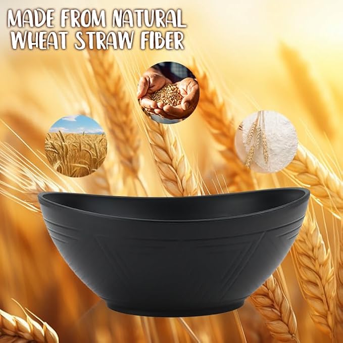 Big Wheat Straw Bowls, Large Salad Bowls Set of 2, Dishwasher and Microware - Image 6