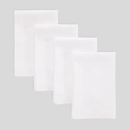 Solino Home White Linen Napkins Set of 4-100% Pure Linen Cloth Washable Dinner Napkins 20 x 20 Inch for Winter, Valentines, Spring, Easter - Fete
