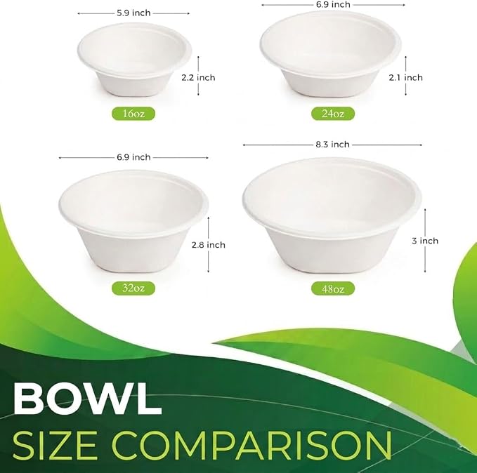 Paper Bowls 48oz, Deep & Large Disposable Bowls, Sturdy - Image 2