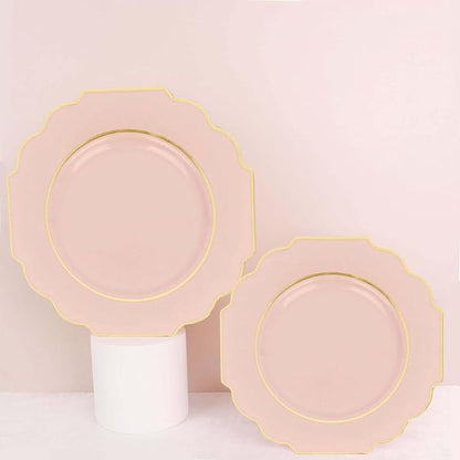 Blush Hard Plastic Dinner Plates, 50 Pack 11" Disposable Round Baroque Plates - Image 7