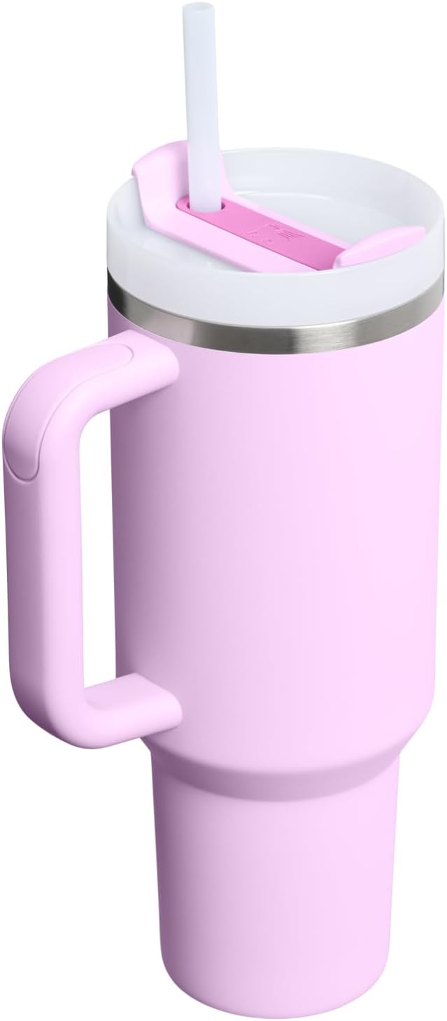 STANLEY Quencher H2.0 Flow State Tumbler, 40 oz, Soft Orchid | Handle and Straw - Image 3