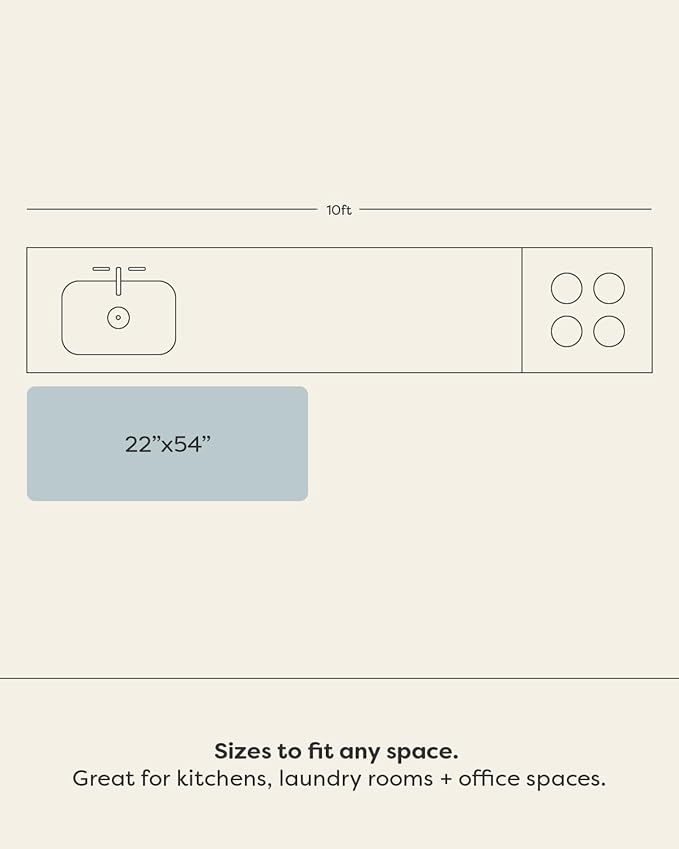 House of Noa Nama Standing Mat – Anti-Fatigue Cushioned Kitchen Mats for Floor | Ergonomic Bounce-Back Foam Kitchen Mats | Anti-Fatigue Mats for Kitchen & Standing | Ula Driftwood | 22"x54"