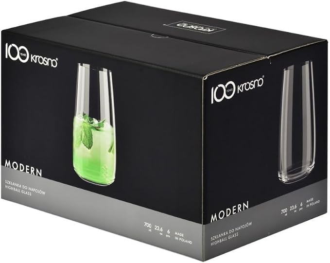 Krosno glasses for water, iced tea Elegant design | Set of 6 | Capacity 23.7 Fl - Image 9