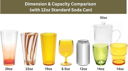 8-Piece Ombre Tumbler Set, 20oz Plastic Drinking Glasses, Assorted Colors, Shatterproof BPA-Free Drinkware, Large Stackable Cups for Patio, Pool, Gift, Everyday Use, Top-Rack Dishwasher Safe