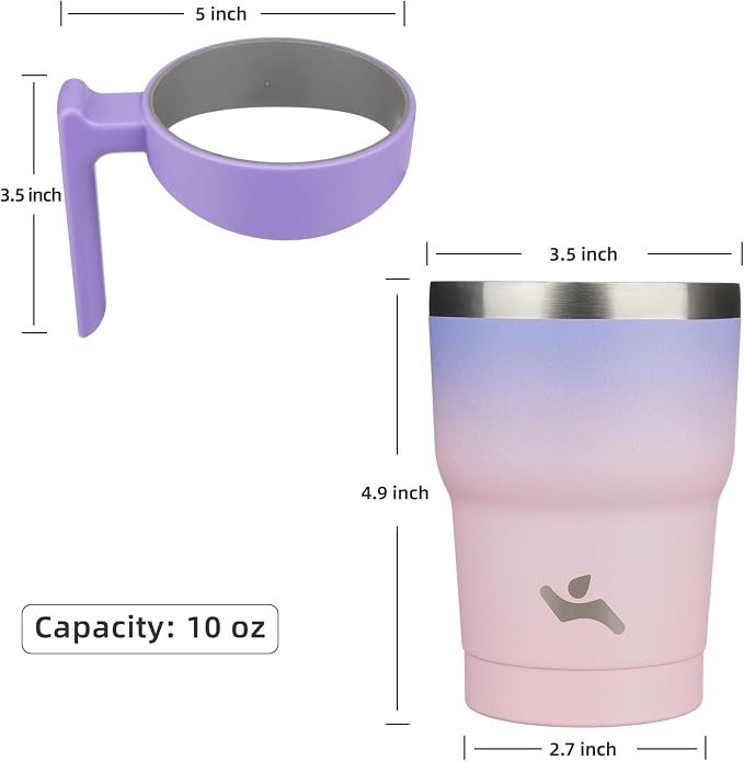 Konokyo 10 oz Tumbler with Handle and Straw, Insulated Travel Mug | Pastel - Image 4