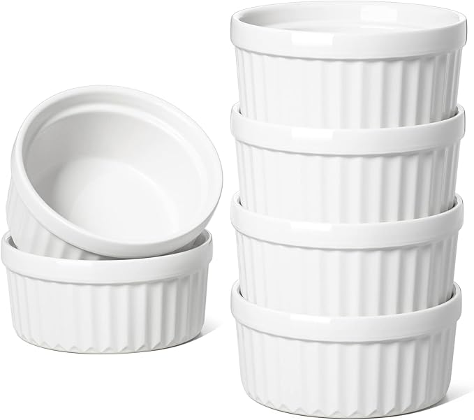 LE TAUCI Ramekins 4 OZ Oven Safe, Creme Brulee Ramekins, Pudding Custard Cups by LETAUCI
